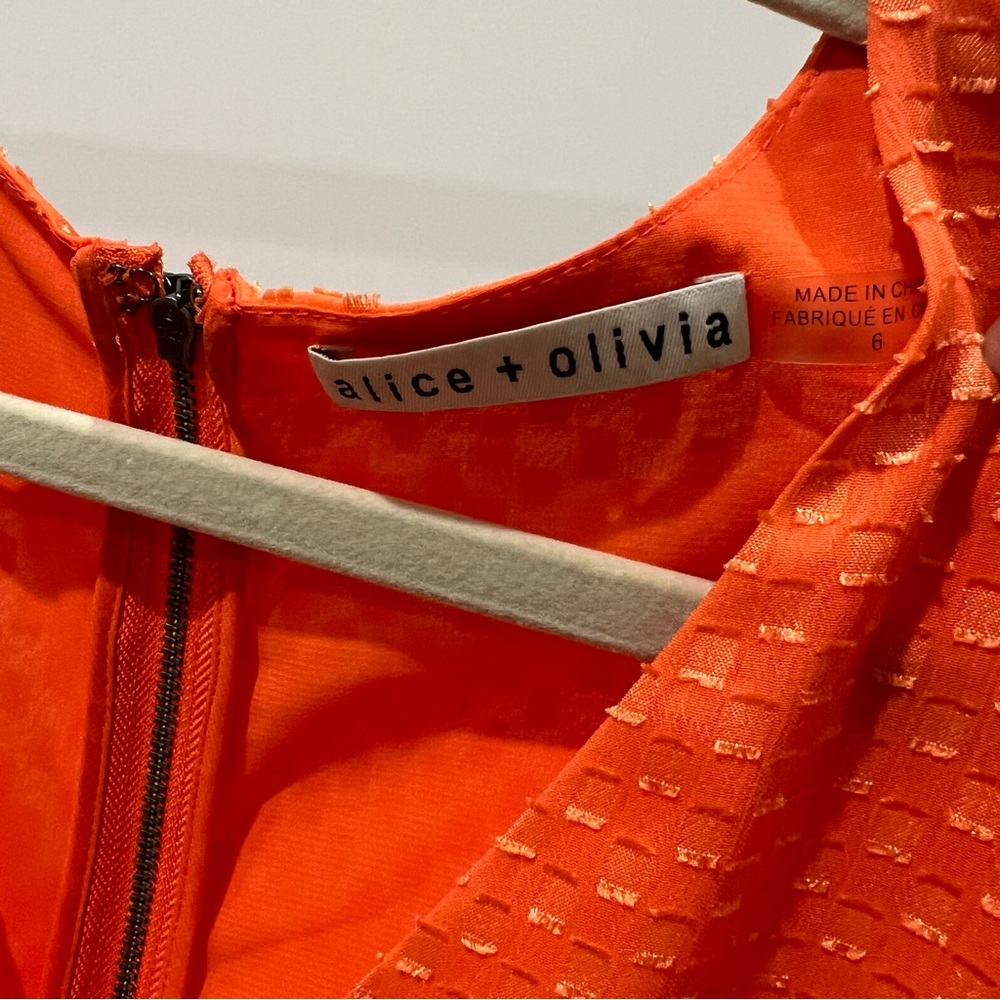 Alice + Olivia Vibrant Orange Textured Sleeveless Dress - Picture 2 of 6